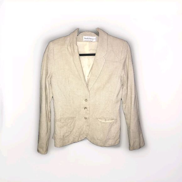 Diane Von Furstenberg Blazer Size 4 100% Silk Beige Tan Vintage Women's *flaws - Picture 1 of 14